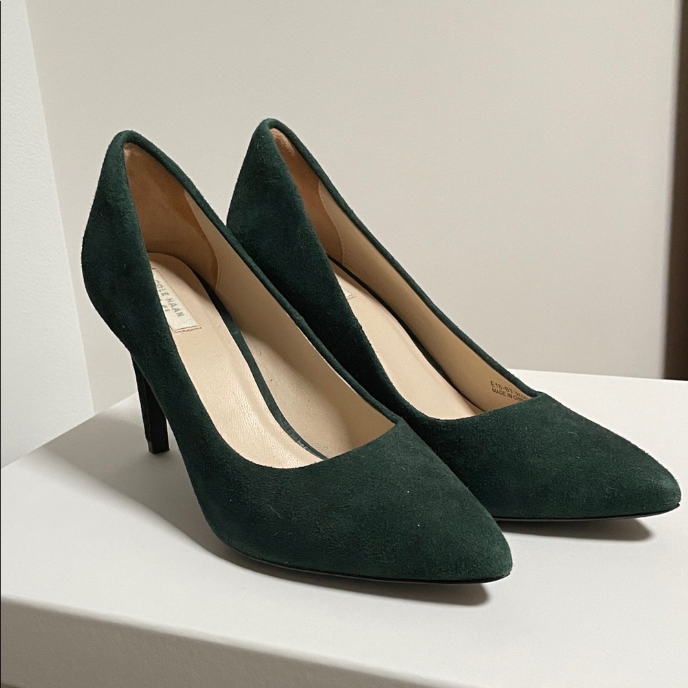 Cole Haan Dark Green Suede Heels
